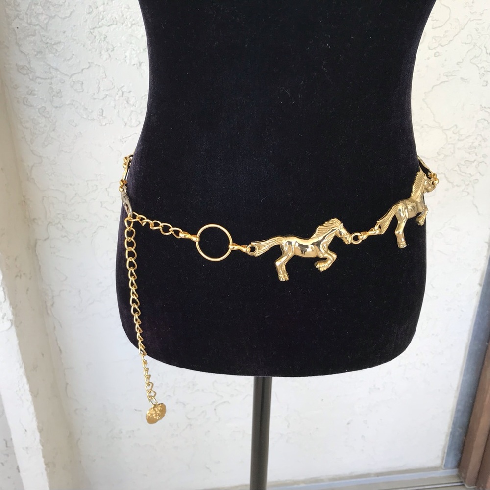 Vintage Anne Klein Running Horse Links Belt - Picture 2 of 5